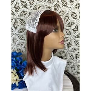 Vintage Bridal White Lace Calot Hat